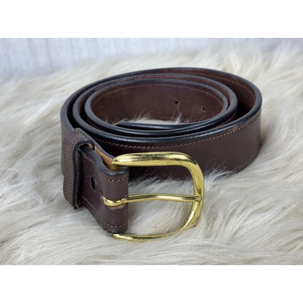 Tory Leather Belt Mens 40 Havana Brown English Bridle Leather Brass USA 1.5